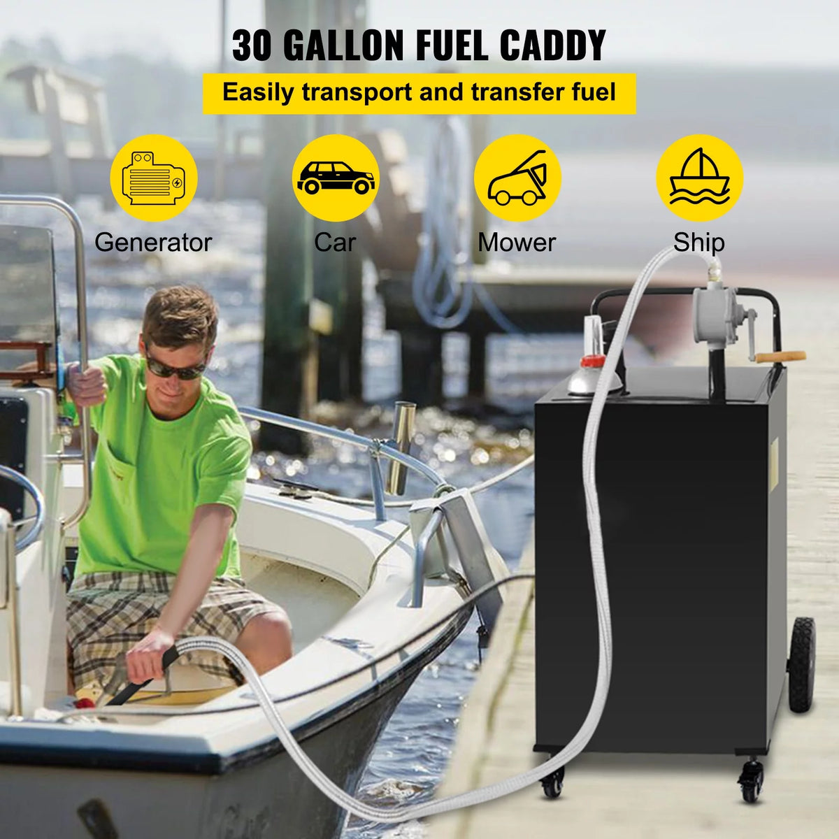 30 Gallon Fuel Caddy with Transfer Pump and 2 Wheels A8539