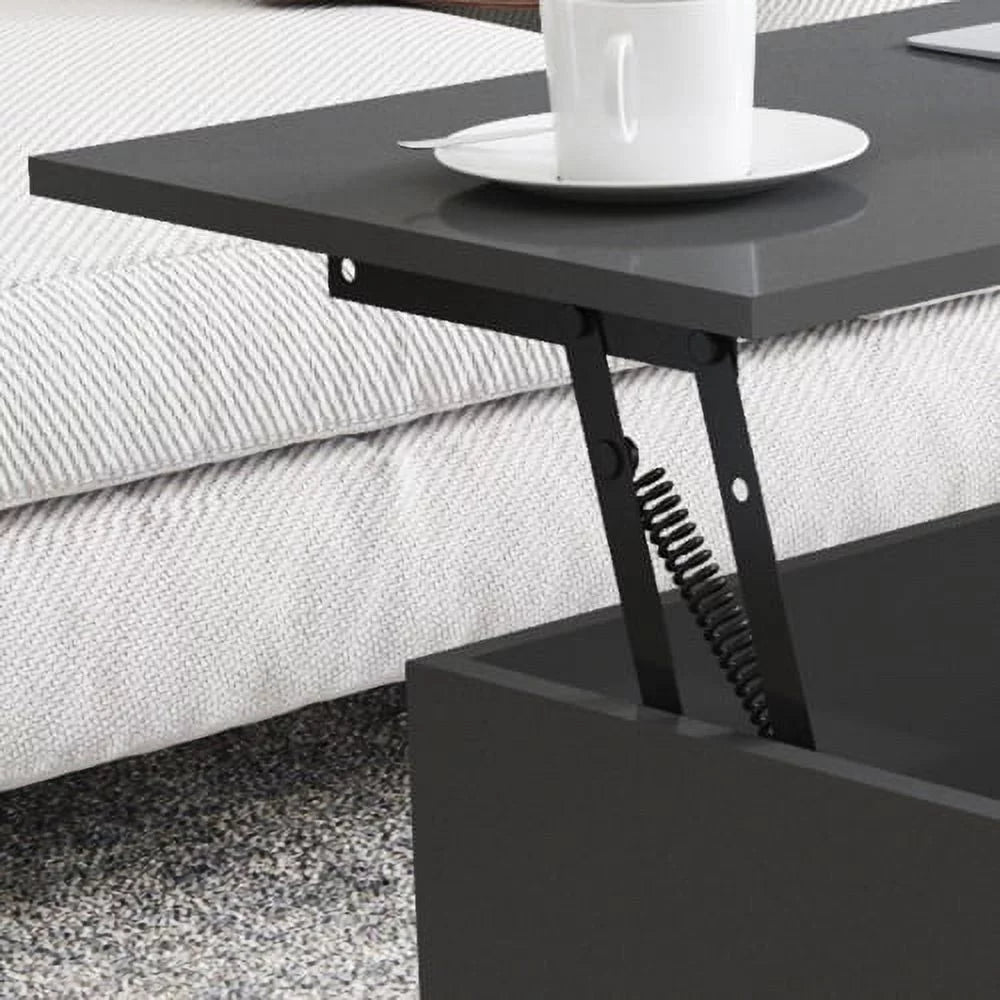 Black Solid Wood Coffee Table with Storage I479