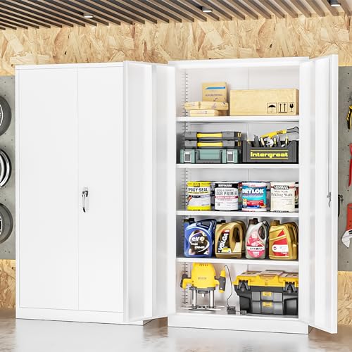 Metal Storage Cabinet with Wheels, 4 Shelves, Black R529