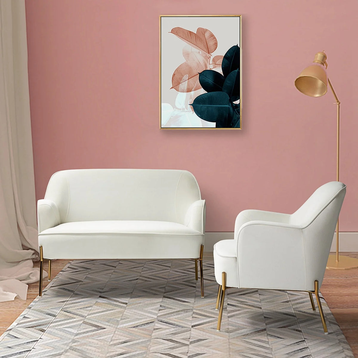 43" Velvet Loveseat Sofa with Metal Legs R3712