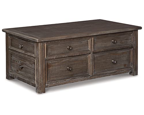 Antique Cream Brown Lift Top Coffee Table with Drawers U321095