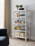 White 5 Tier Wood Bookcase J707