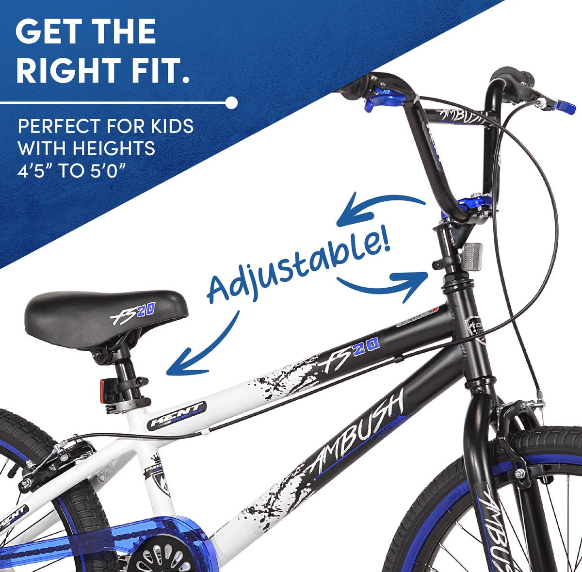20 Boy's BMX Child Bike Black/Blue Q2113