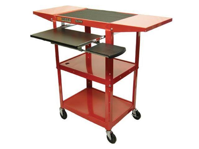 Red Adjustable Height Cart with Leaf/Keyboard I149756