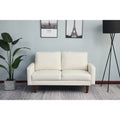 Beige Faux Leather Square Arm Loveseat M3828