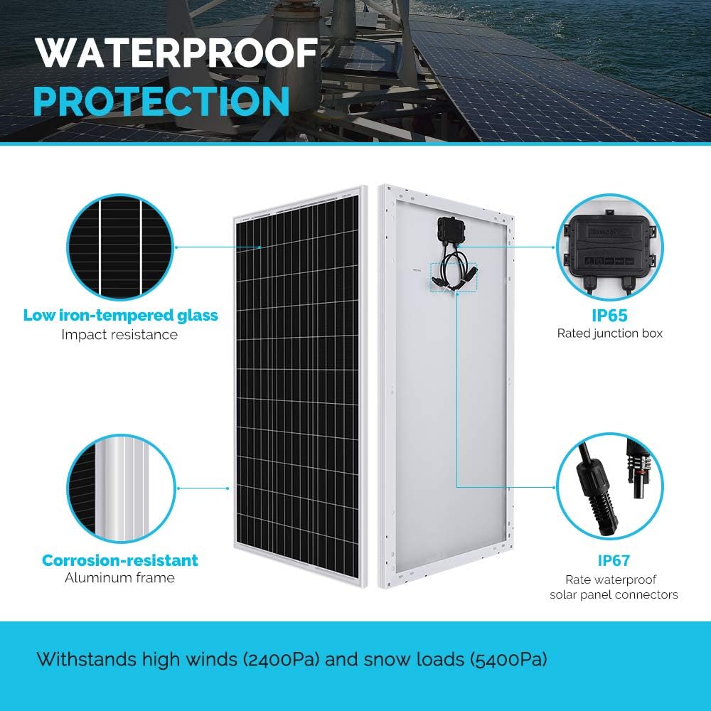 2PCS 100 Watt 12 Volt Monocrystalline Solar Panels V326