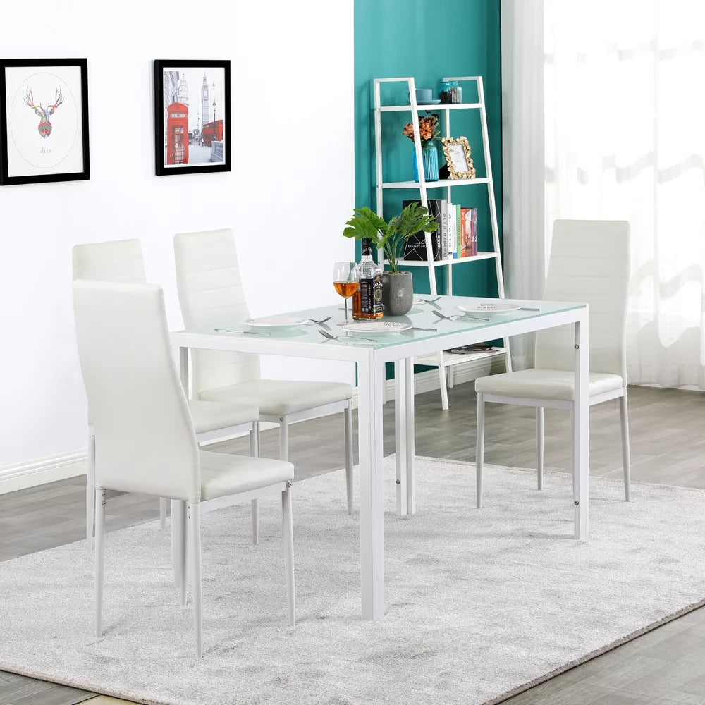 Glass Dining Table with 4 Metal Legs H169983