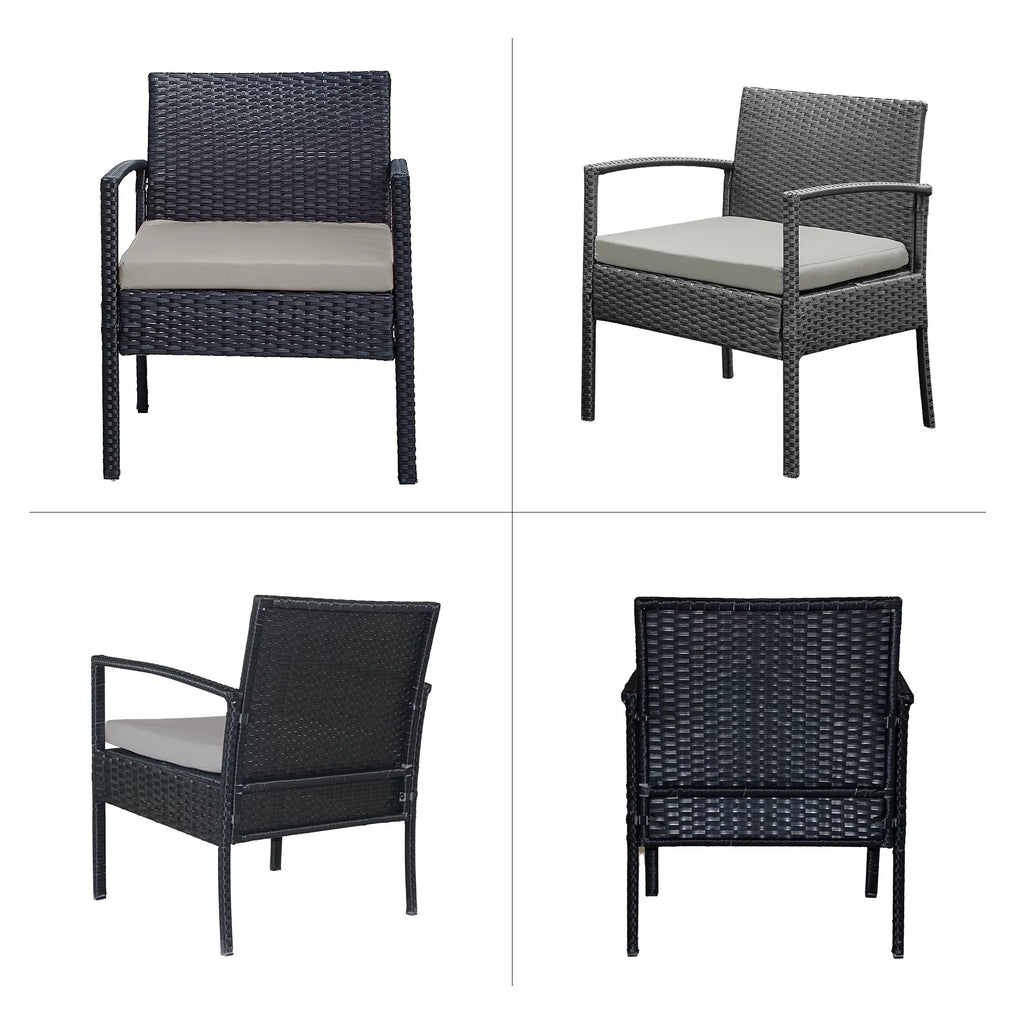 3 Pieces PE Rattan Wicker Chairs and Table Set T190977