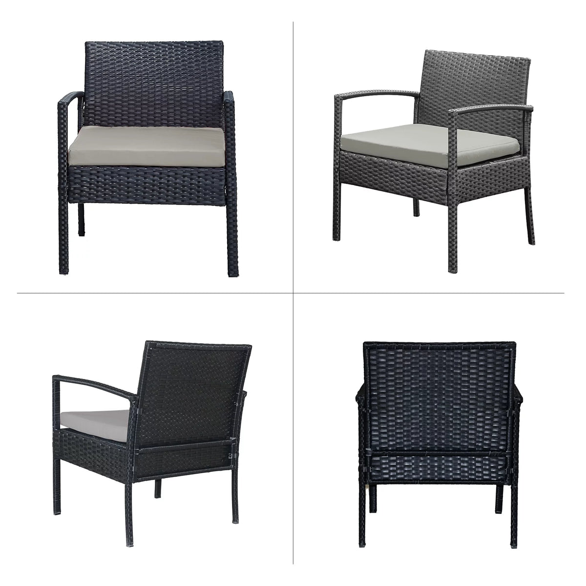 3 Pieces PE Rattan Wicker Chairs and Table Set T190977