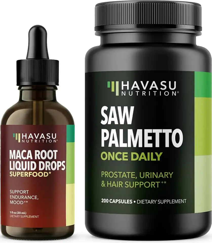 Organic Maca Root Liquid Drops & Saw Palmetto Capsules Z87740