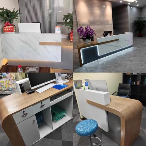 Reception Desk with Counter, Lockable Drawer & Door Cabinet, 120cm Y58327
