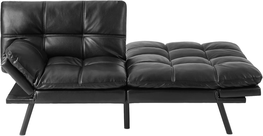 Black Leather Futon Sofa Bed N723