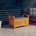35.8" Solid Wood Acacia Outdoor Storage Bench with Seat Cushion K90212