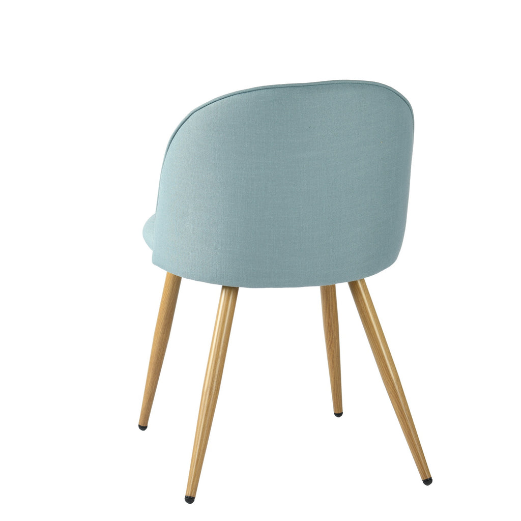 Fabric Upholstered Dining Chairs Set of 2 with Backrest Metal Legs, Power Blue E4368