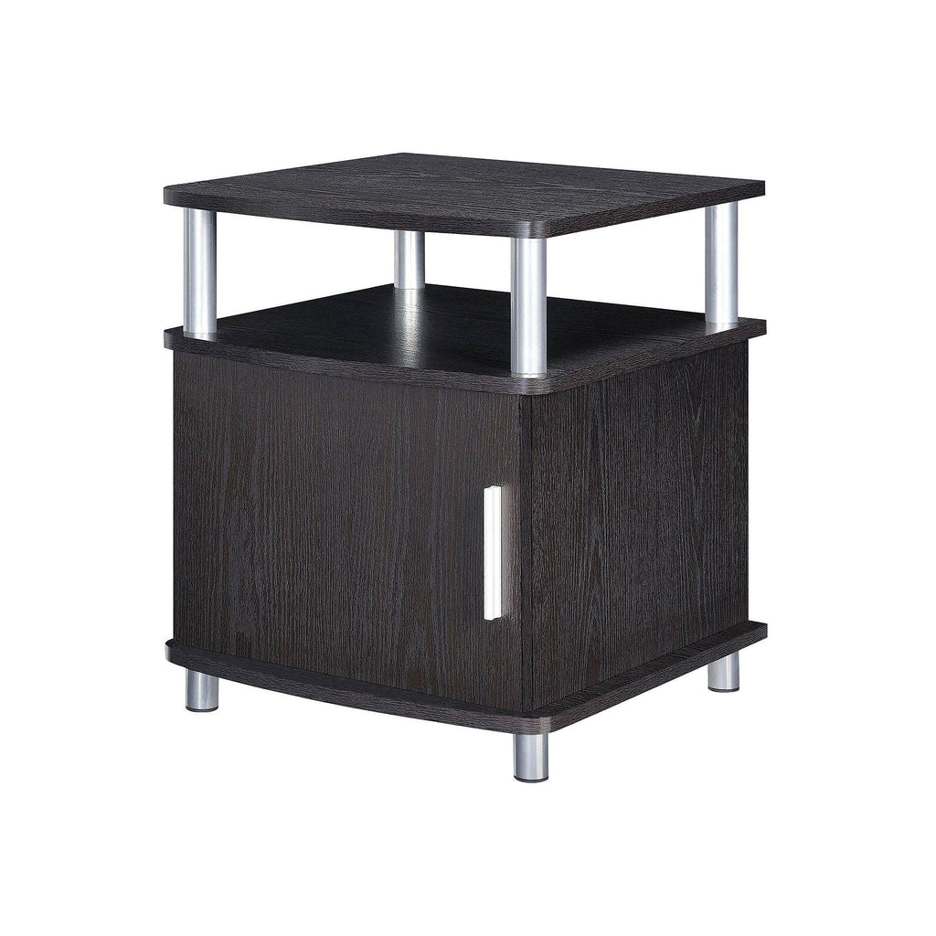 Espresso/Silver End Table with Storage A555