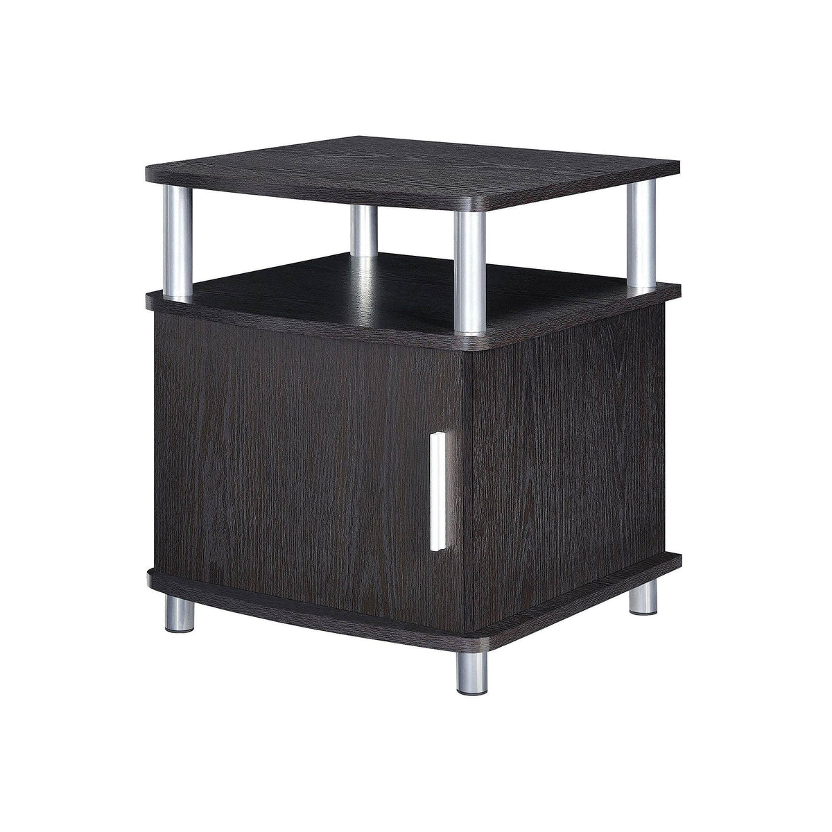 Espresso/Silver End Table with Storage A555