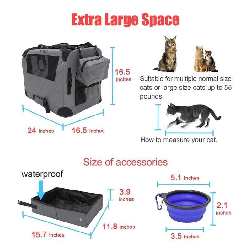 Large Soft-Sided Portable Pet Crate with Litter Box and Bowl F342