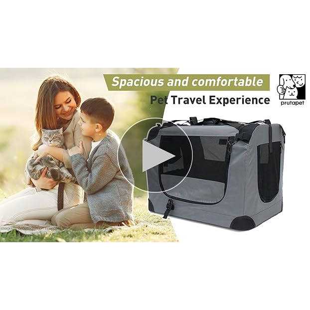Large Soft-Sided Portable Pet Crate with Litter Box and Bowl F342