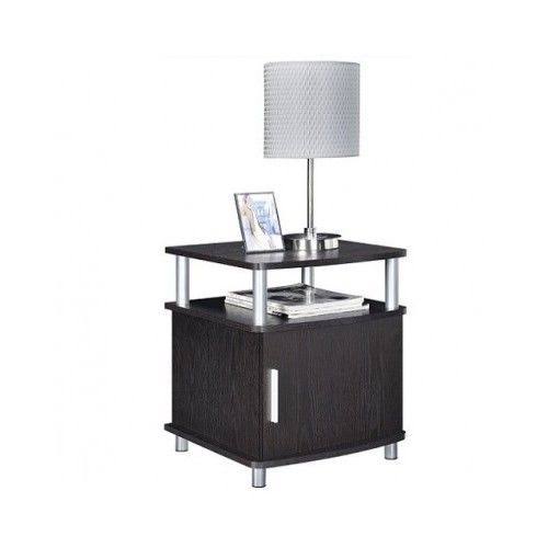 Espresso/Silver End Table with Storage A555