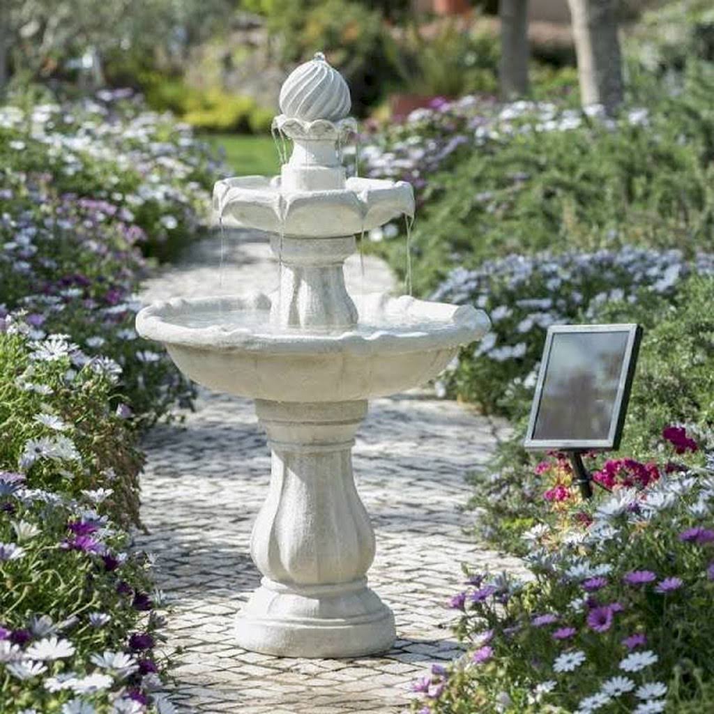 Black Round Tiered Solar Fountain F36916