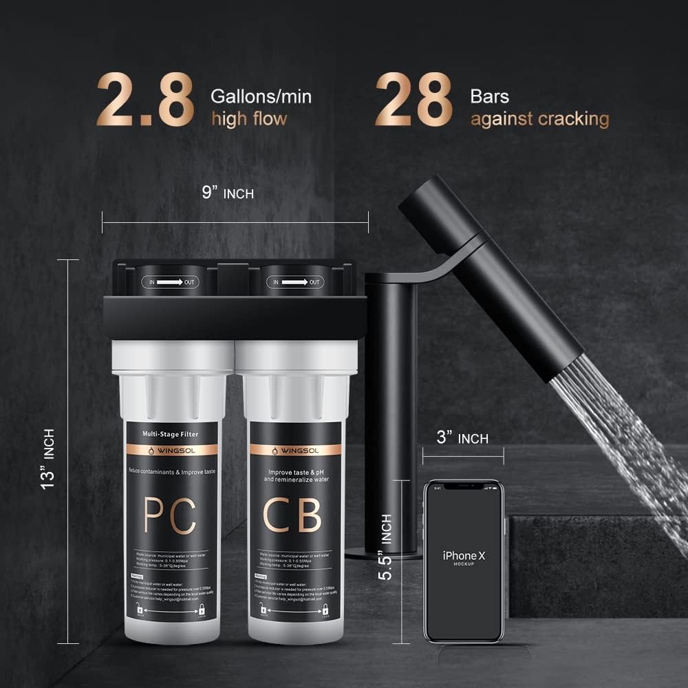 Under Sink Water Filter, NSF/ANSI 53&42, 2-Stage 6-Layer D3054
