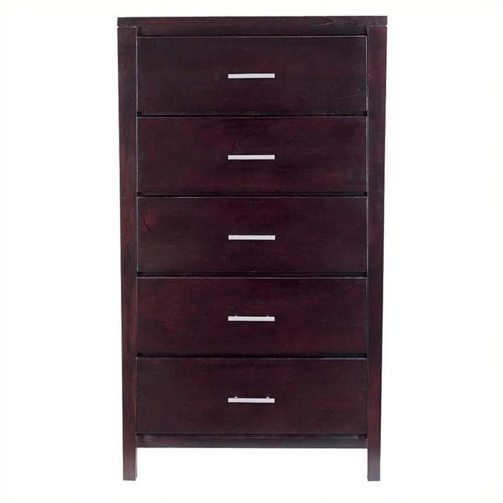 Contemporary 5-Drawer Solid Wood Chest in Dark Espresso S38834