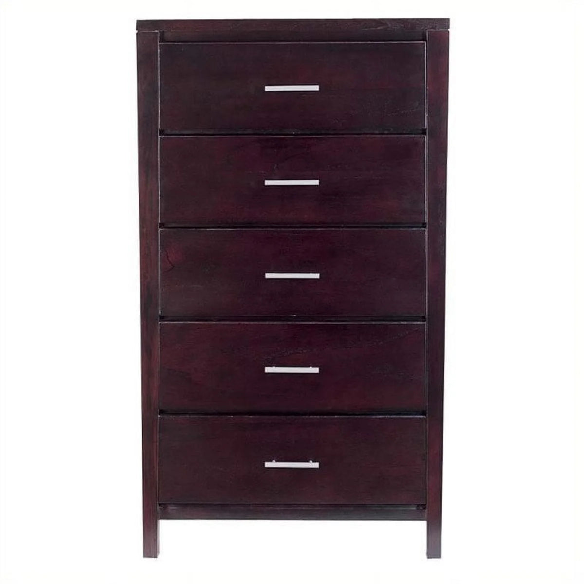 Contemporary 5-Drawer Solid Wood Chest in Dark Espresso S38834