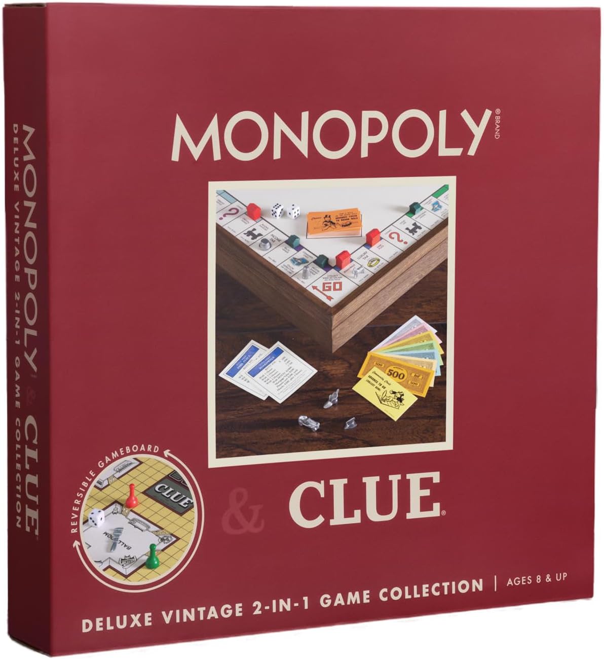 Monopoly and Clue 2-in-1 Deluxe Vintage Edition Board Game M4636