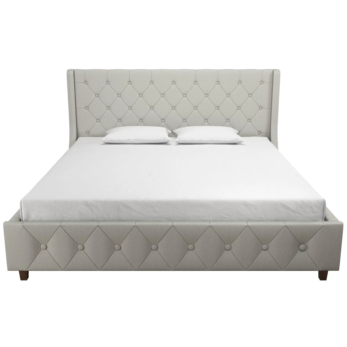 King Light Gray Linen Upholstered Bed V743508