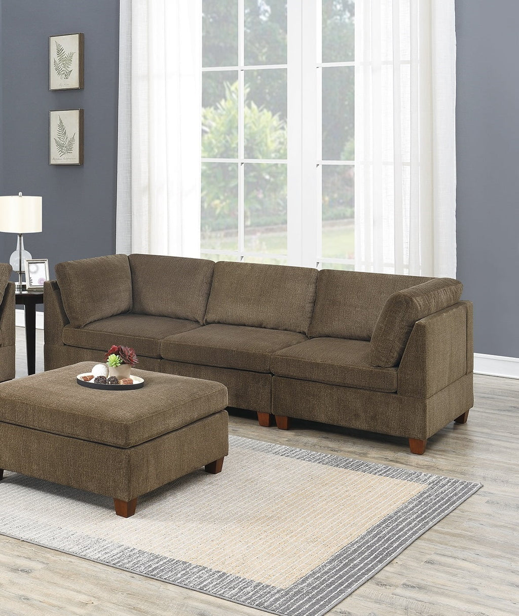 Tan Chenille Modular Sectional Sofa Set 7Pc Z555