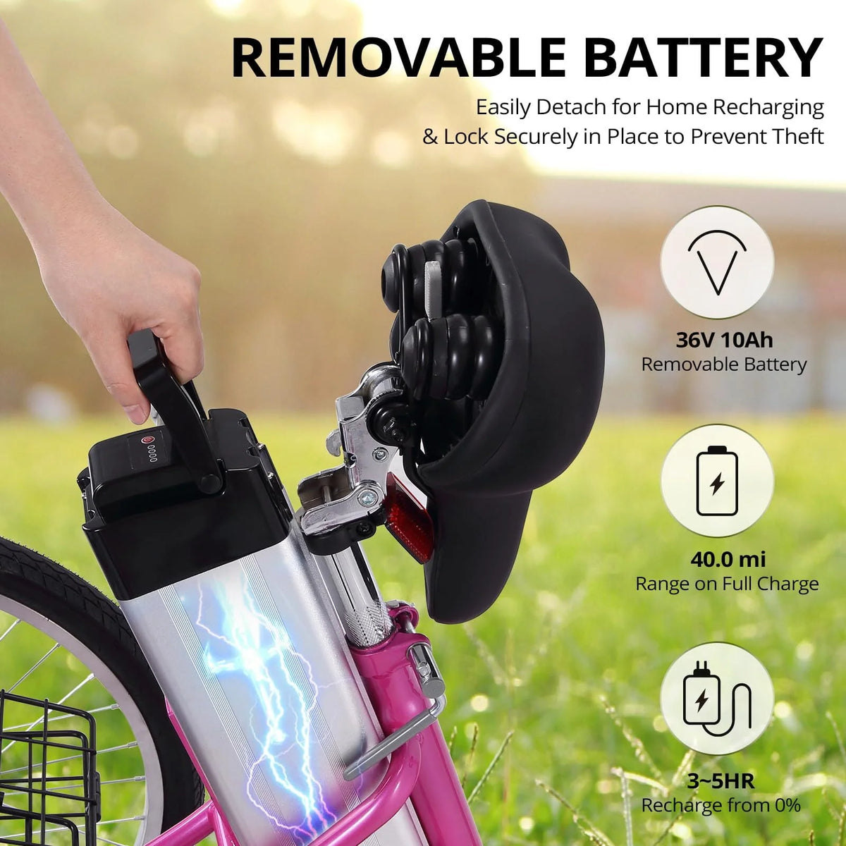Electric Tricycle 7 Speeds 36V 10Ah Large Basket L89433