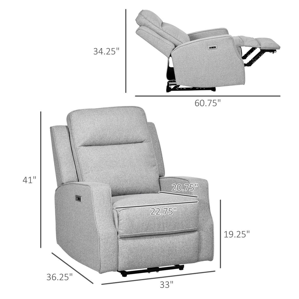 Grey Linen Recliner G365612
