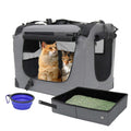 Large Soft-Sided Portable Pet Crate with Litter Box and Bowl F342