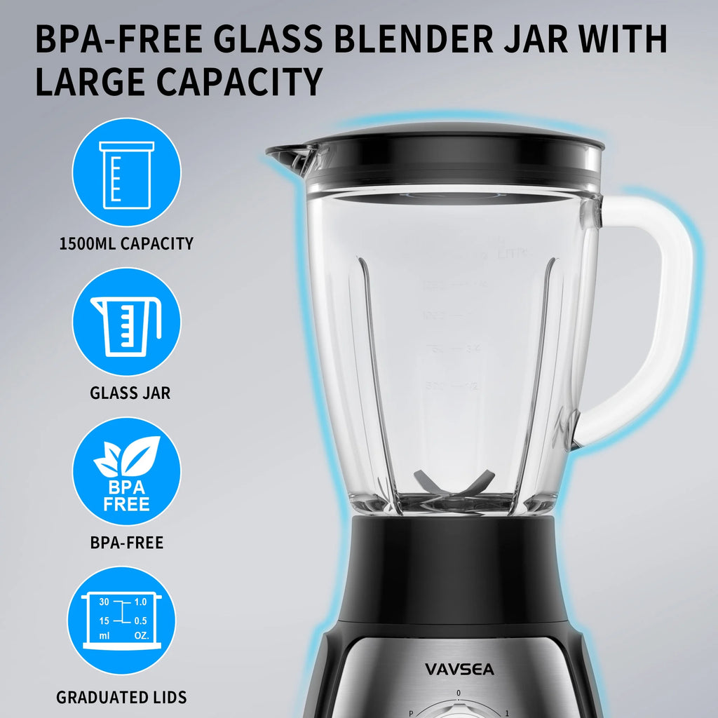 1000W 5 Speed Countertop Blender with 51oz Glass Jar L586