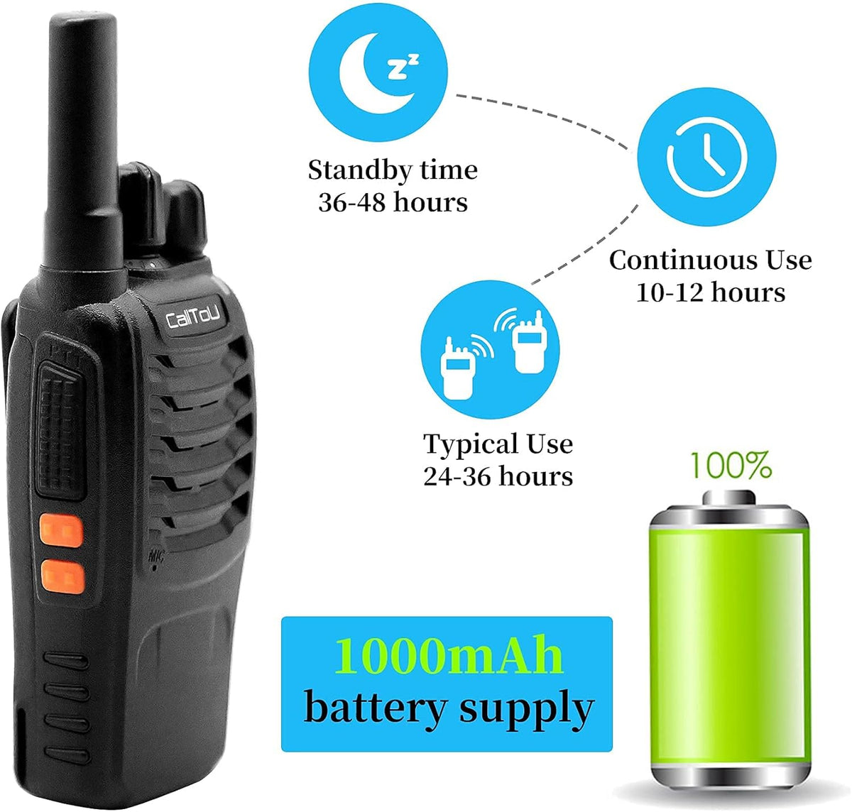 Wireless Intercom System 16 Channels Rechargeable Walkie Talkie M8257