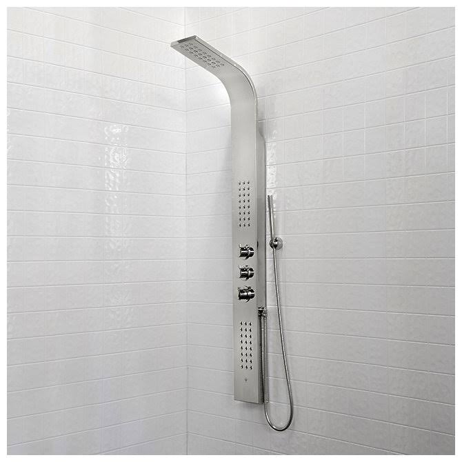 Chrome Shower Panel with Rain Head Massage System W25964