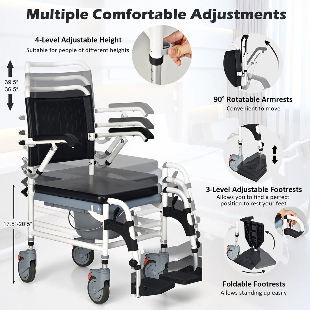4-in-1 Commode Chair with Detachable Bucket Y1095