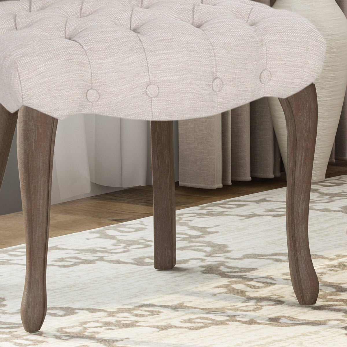 Tufted Dining Chair with Cabriole Legs Set of 2 Light Gray C686236