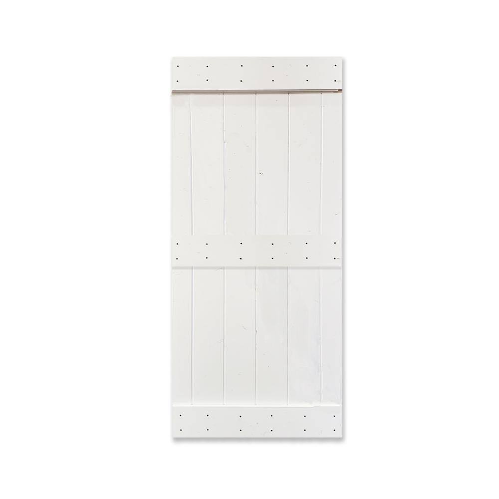 White Stained 2 Panel Solid Knotty Pine Wood Barn Door U3725