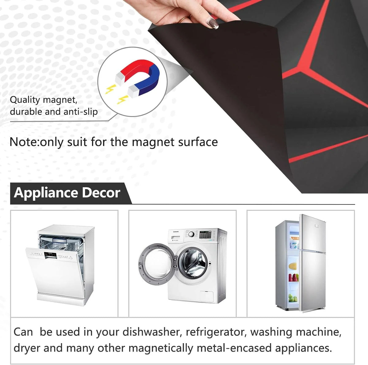 Black Geometric Dishwasher Magnet Sticker A175
