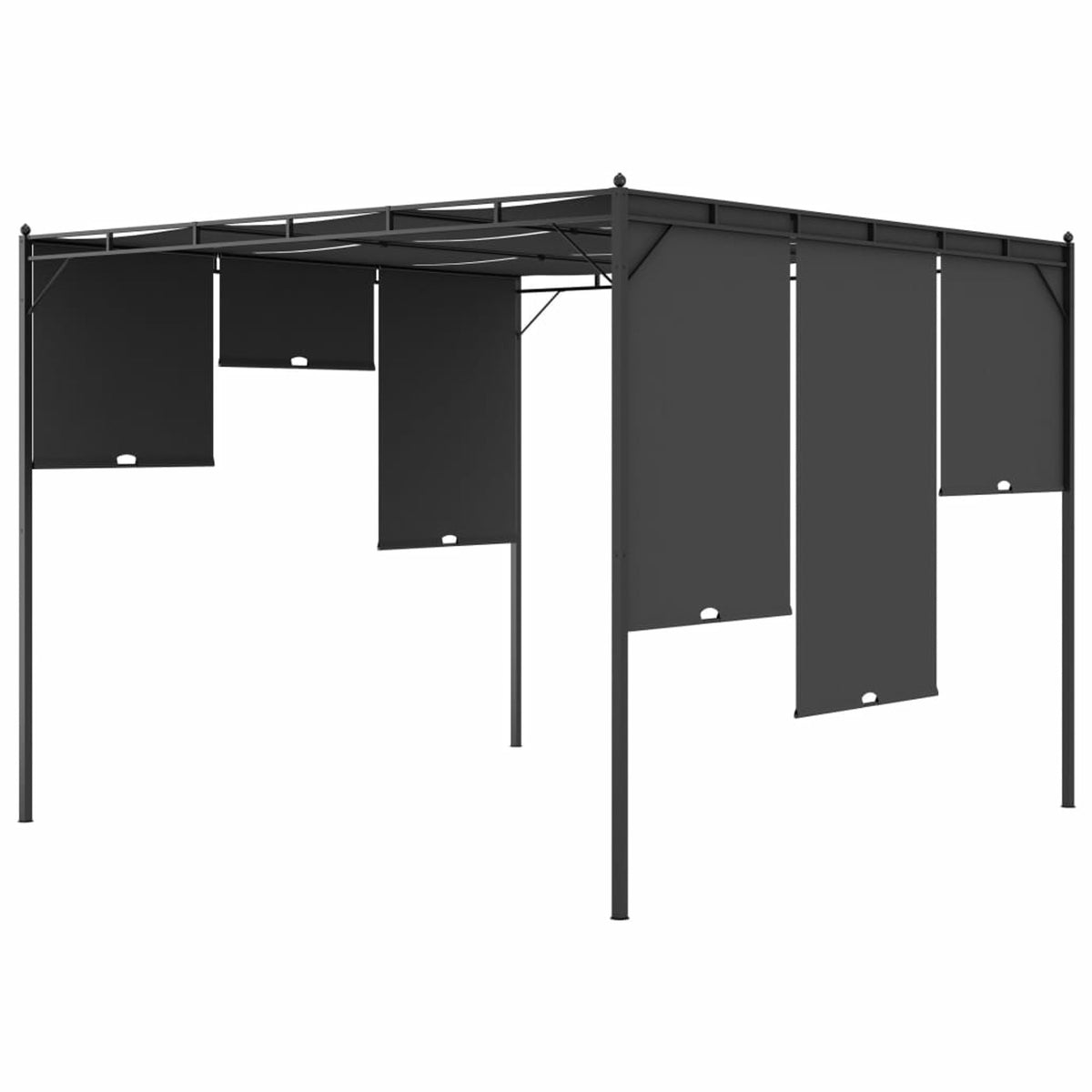 Garden Gazebo with Side Curtain Steel Frame Sun Shade Shelter 118.1 x 118.1 x 88.6 Inches R43165