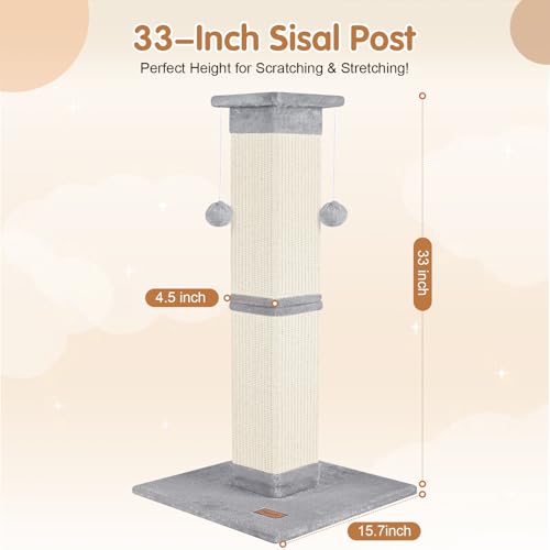 33 inch Grey Cat Scratching Post H18547