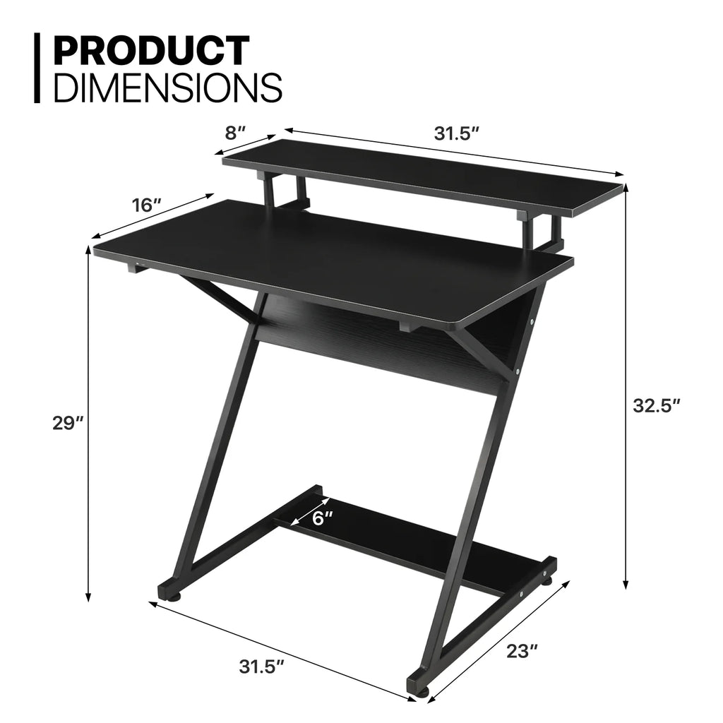 Laptop Table with Monitor Shelf and Task Seat with Lumbar Support Q60860