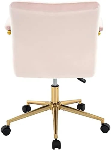 Blue Velvet Upholstered Adjustable Swivel Office Chair with Wheels U738966