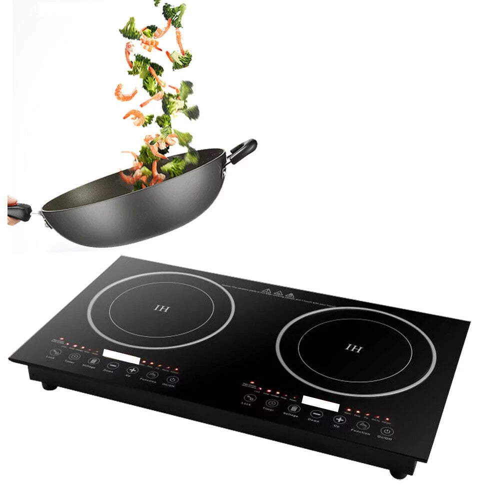 1200W Dual Burners Electric Cooktop Black O897