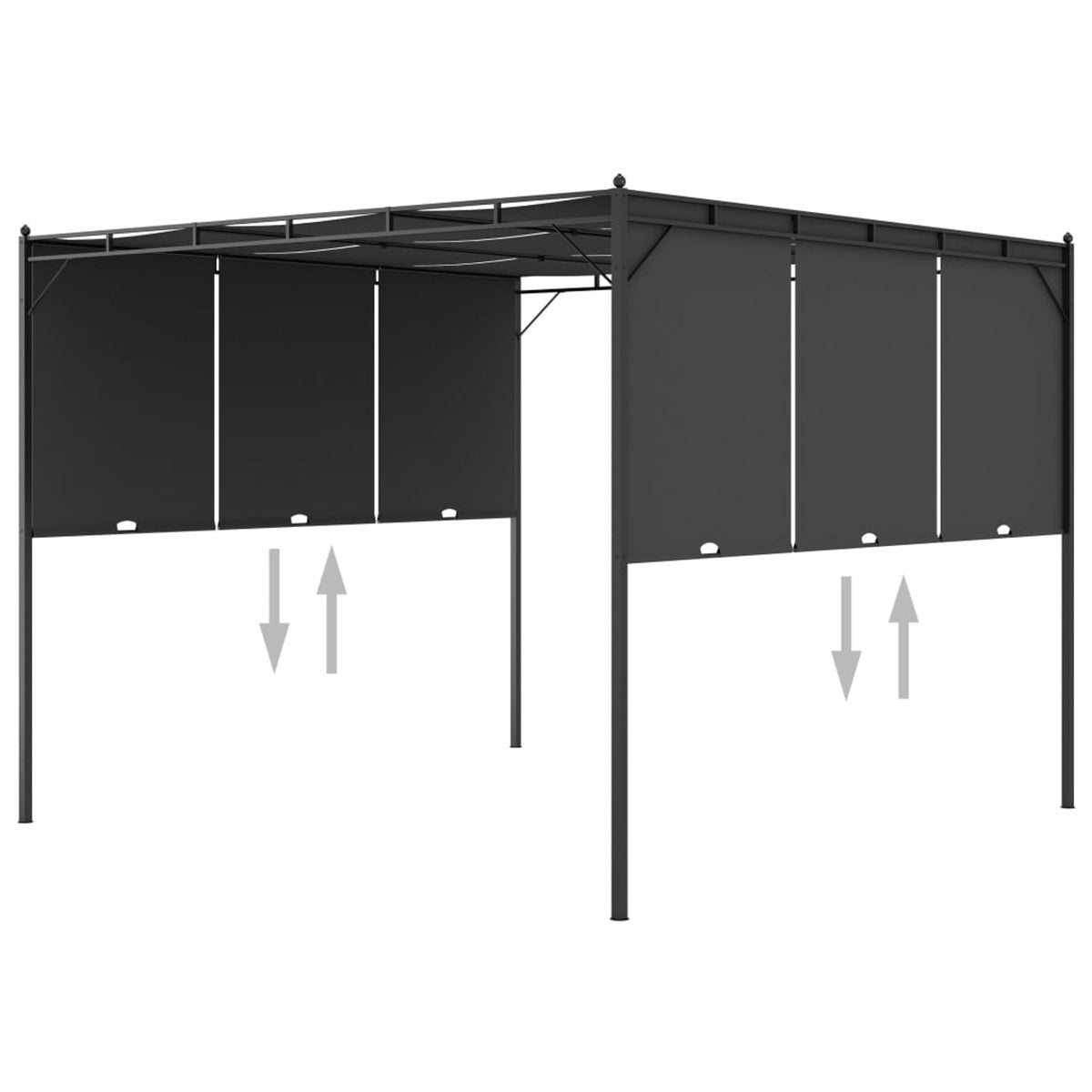 Garden Gazebo with Side Curtain Steel Frame Sun Shade Shelter 118.1 x 118.1 x 88.6 Inches R43165