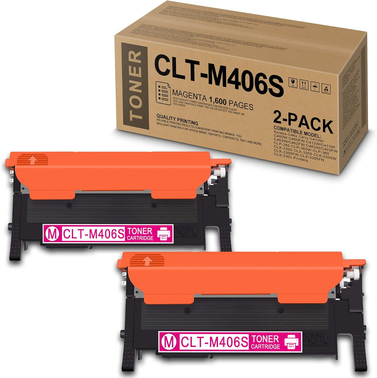 2-Pack Magenta Compatible Toner Cartridge Replacement E672
