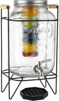 2 Gallon Glass Beverage Dispenser with Metal Wire Stand and Stainless Steel Spigot, Pack of 2 X59317
