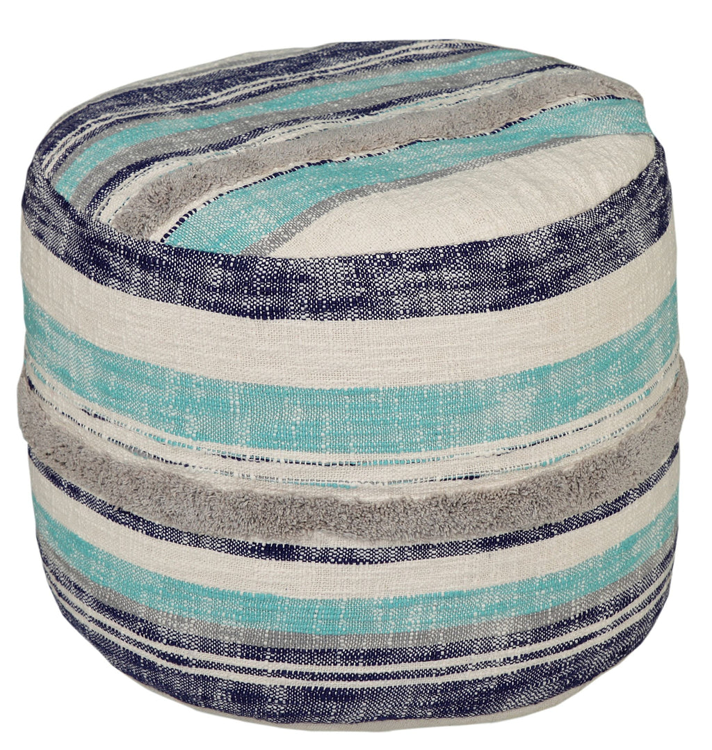 Blue 18" Round Pouf V644