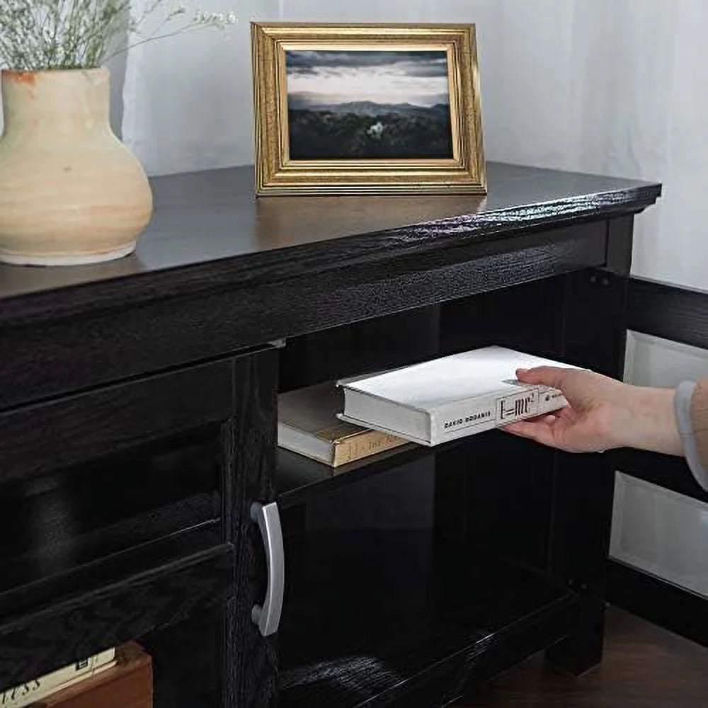 2 Door Corner Wood TV Stand up to 48" 44 Inch Black Y617760
